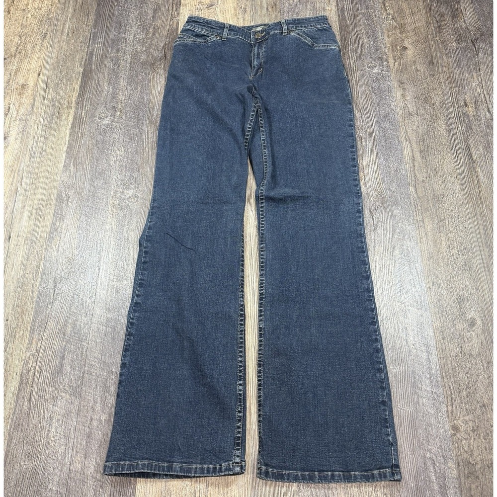 J Jill Wide Straight Leg Jeans Womens Size 2 Dark Blue Wash Stretch Denim